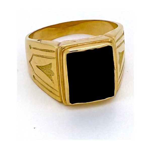 Anillo piedra azul cuadrado de oro 18k talla 25